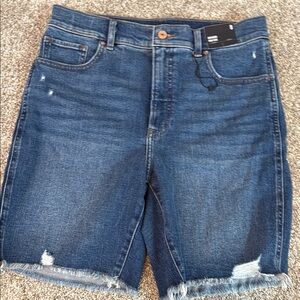 Blue Denim Distressed Shorts